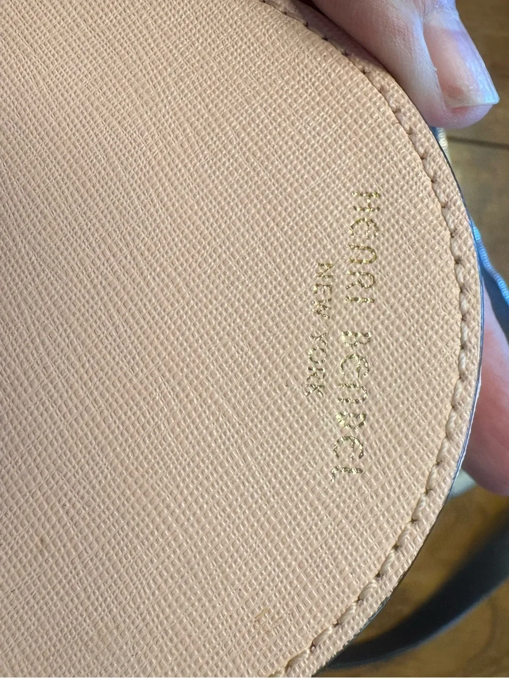 henri bendel Blush Round Coin Pouch with Gold Logo